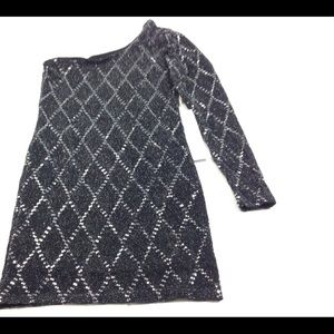New Lumiere Women's One Sleeve Sequined Dress XS